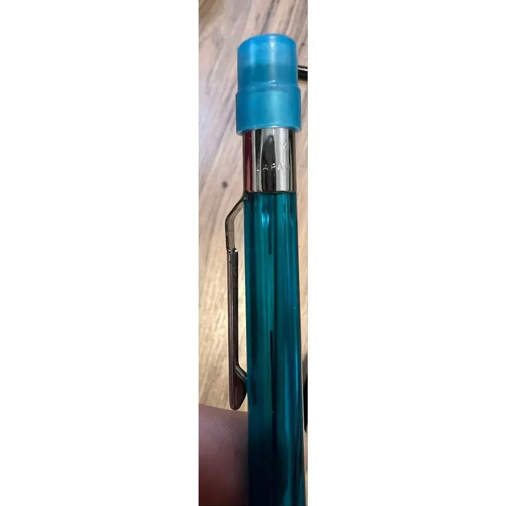 Vintage Pentel Quicker Clicker PD345 Blue 0.5mm Pencil With Eraser Refill